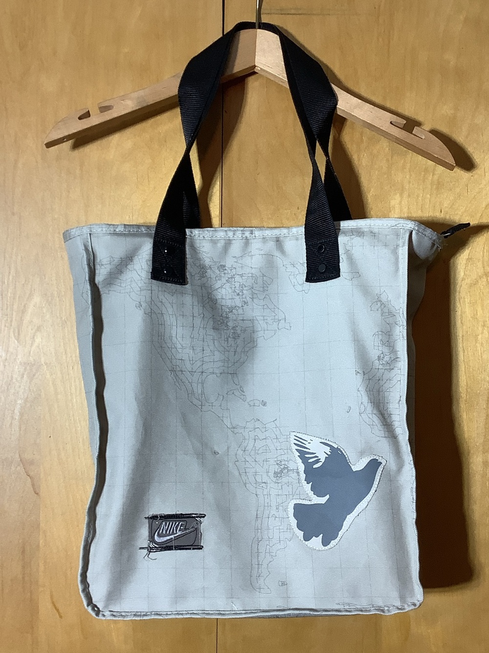 Nike tan topographical atlas design tote